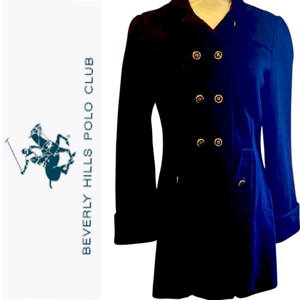 Beverly Hills Polo Club Chic Black Double-Breasted Wool Coat